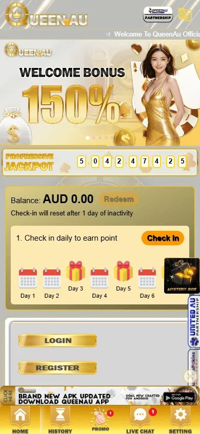 Queenau Casino mobile-friendly home experience with AUD account access